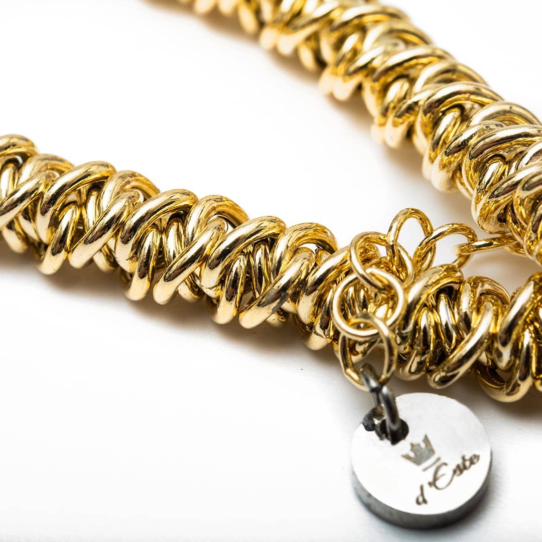 d'Este – Pulseira de elo e corrente por atacado – Pulseira em Prata 925 com Anéis Dourados1