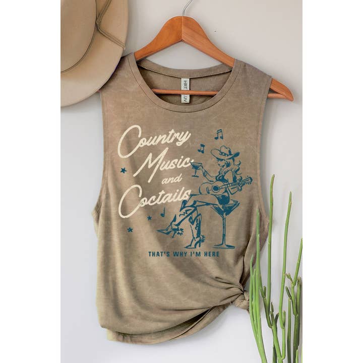HRTandLUV - Wholesale Tank Top - Women's - COUNTRY MUSIC AND COCKTAILS MINERAL GRAPHIC TANK TOP