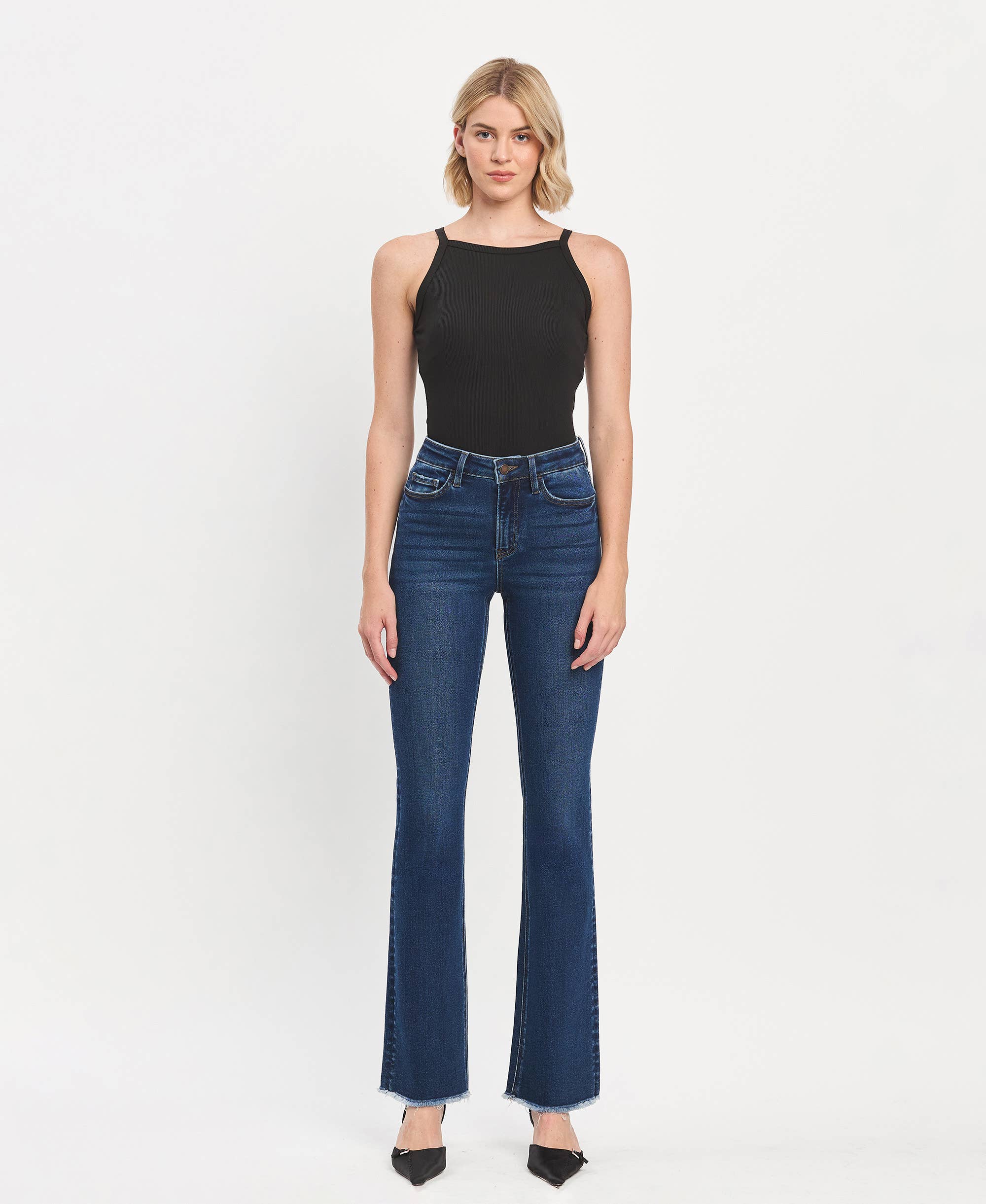 CHARGE D'AVION JEAN BOOTCUT TAILLE HAUTE À OURLET BRUT LV1483 en vente sur Faire3