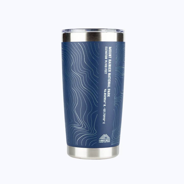 Rainier Watch Supply Co - Wholesale Insulated Mug/Tumbler - Mount Rainier National Park Topo Travel Coffee Tumbler (20oz) - Navy1