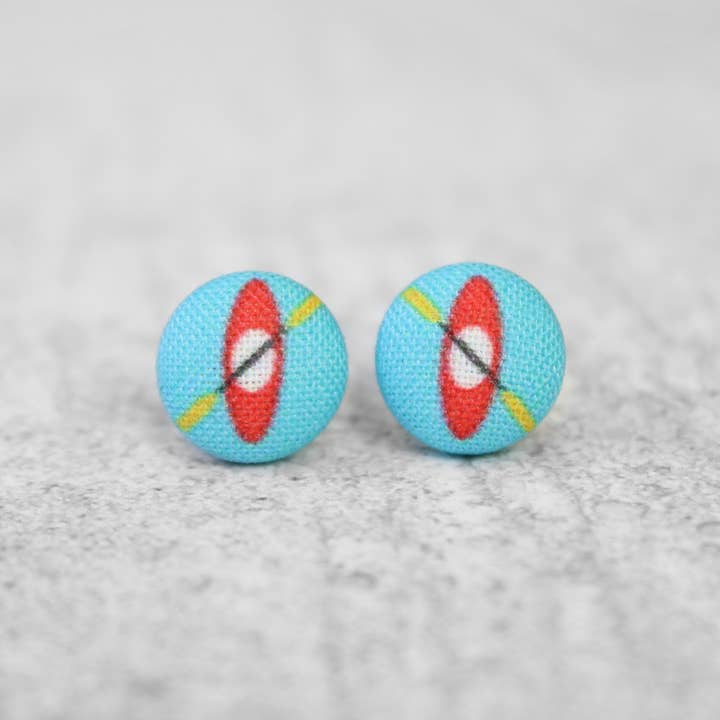 Rachel O's - Wholesale Stud/Post Earrings - Kayak Fabric Button Earrings