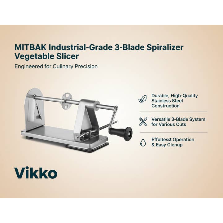 Kadra Kitchenware - Vente Ustensile/gadget de cuisine - Trancheuse à légumes en spirale à 3 lames de qualité industrielle MITBAK3