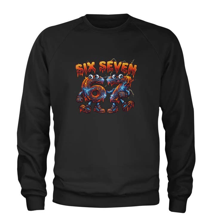 67 Lava Lightning Six Seven Meme Adult Crewneck Sweatshirt for wholesale by Expression Tees