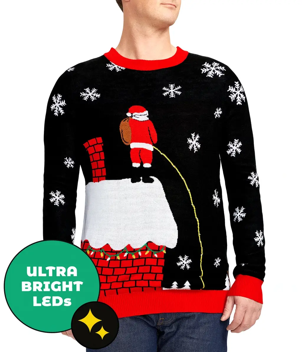 Leaky Roof Sweater - Men's Funny Light-Up Christmas Apparel for wholesale by Tipsy Elves