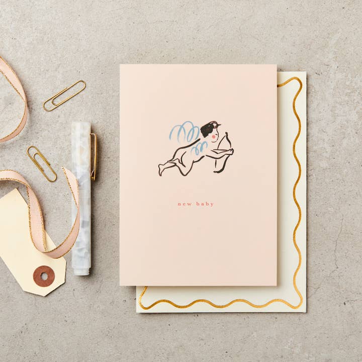 Katie Leamon - Wholesale Baby Card - Cherub New Baby Greeting Card