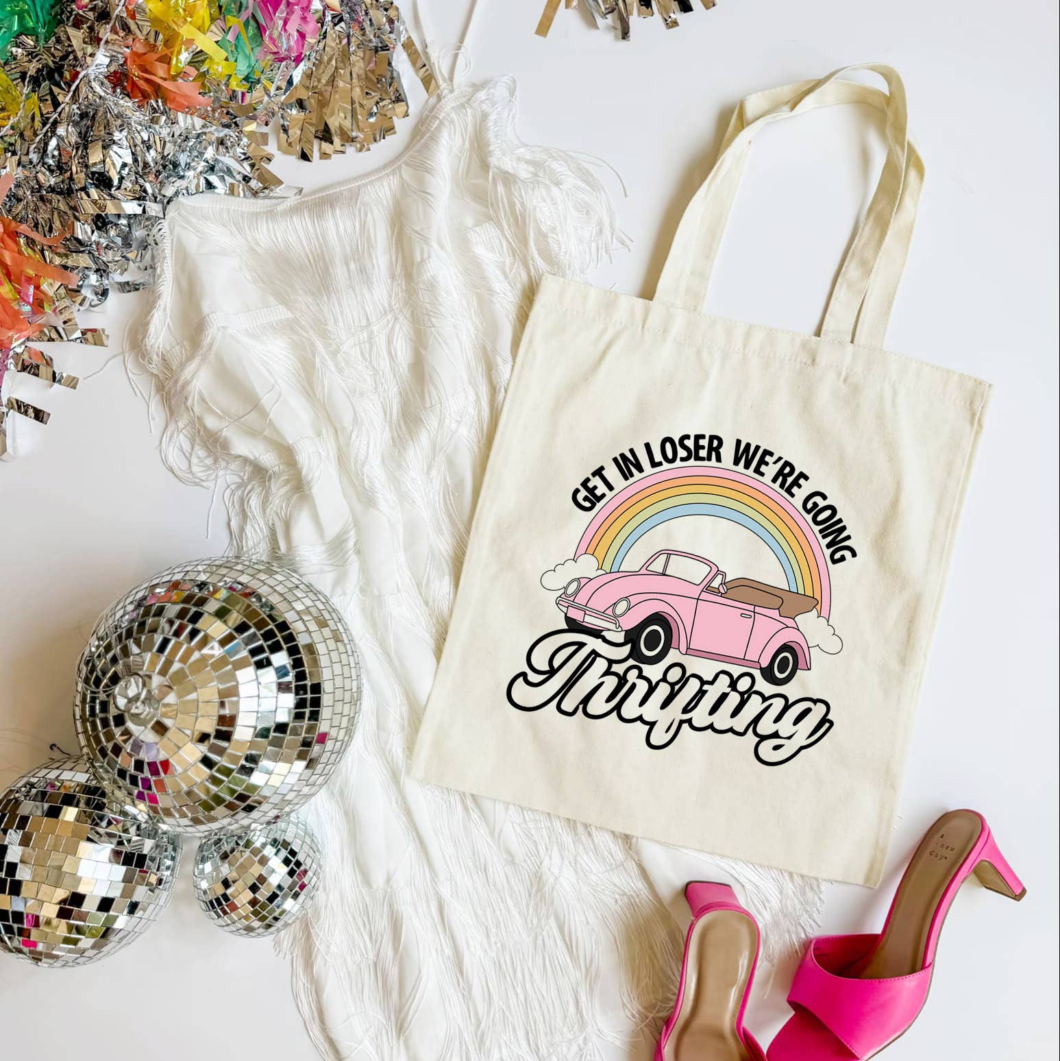 Mugsby - Vente Tote bag – femme - Sac Fourre-tout "Monte, Loser" Amusant pour Acheteur de Friperie en Toile2