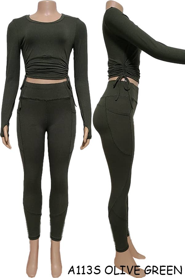 SSImport - Wholesale Activewear Set - Women's - A113S SPORTS YOGA POCKET LEGGINGS TOPS SETS MIX SIZES 12PCS4