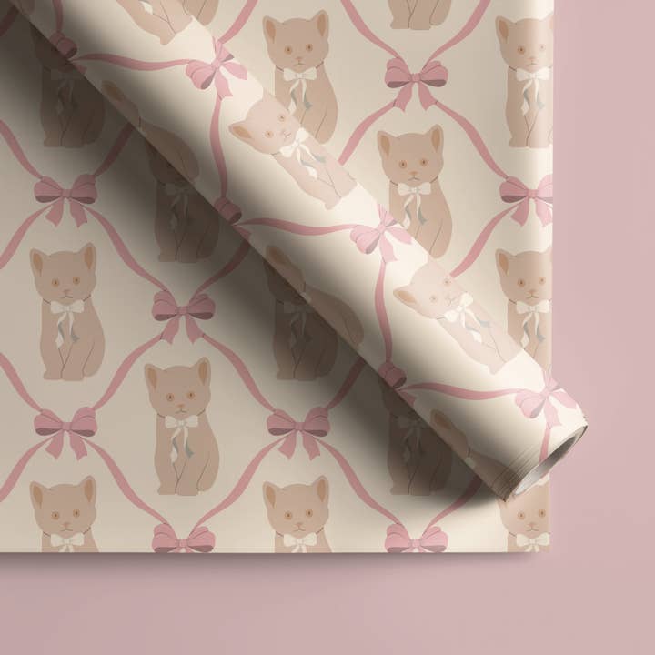 Sweet Kittens & Ribbons Wrapping Paper for wholesale by Nicole Chinnici