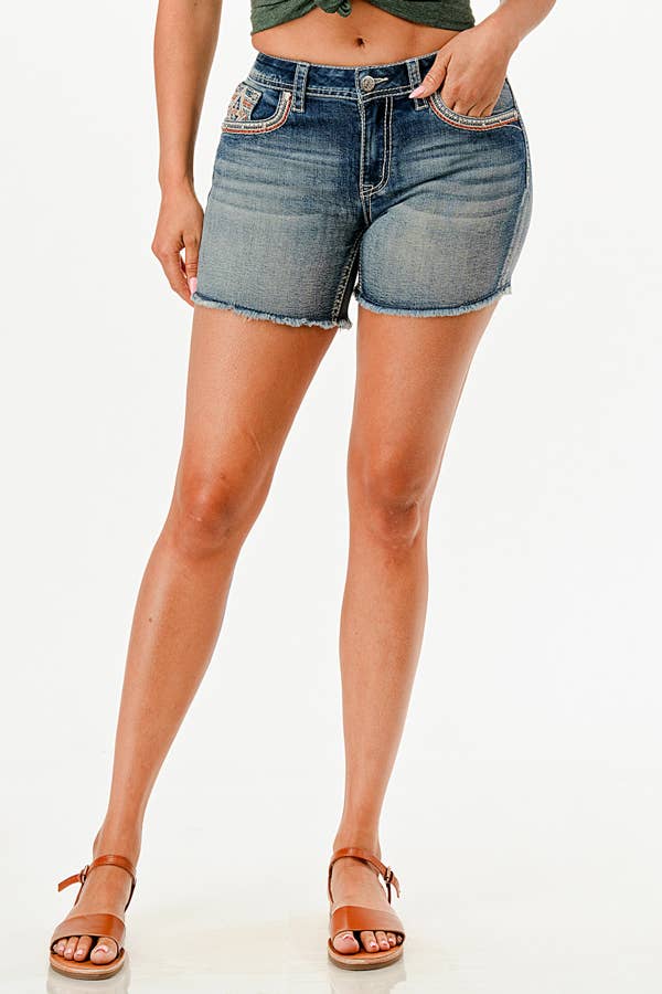 Pantalones Cortos de Tiro Medio con Bordado Azteca 5