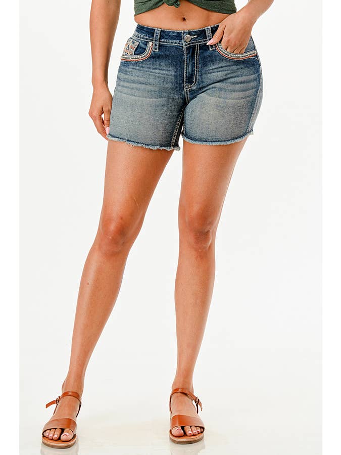 Pantalones Cortos de Tiro Medio con Bordado Azteca 5