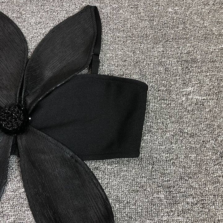 Black DR759 Noir Petal Cutout Bandage Dress with Sculpted Detail for wholesale on Faire10
