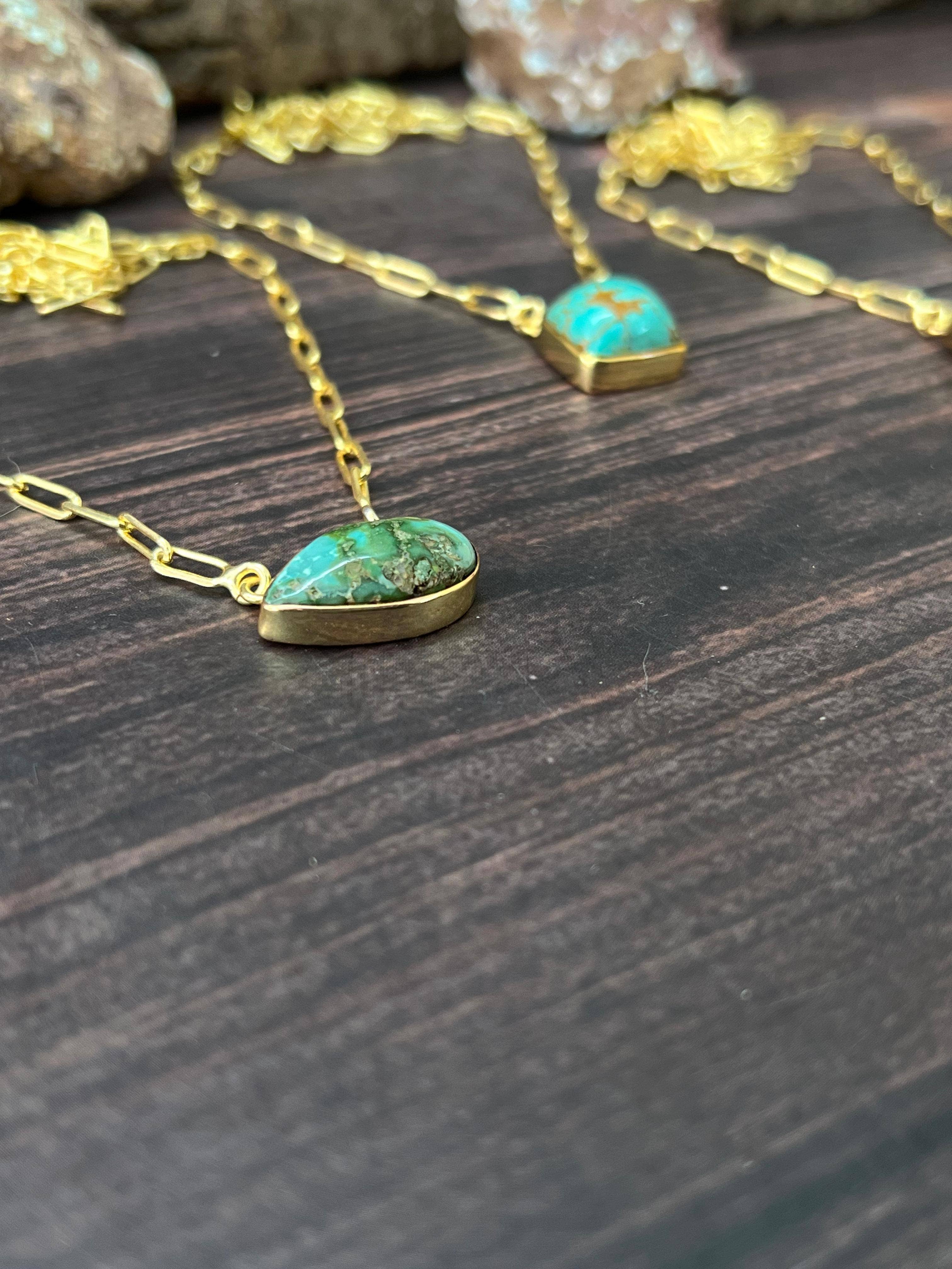 Nizhonitradersllc - Wholesale Pendant/Charm Necklace - "THE GOLDEN COLLECTION" Handmade Natural Kingman Turquoise, Sonoran Mountain Turquoise, Number 8 Gold Plated Necklace (3)3