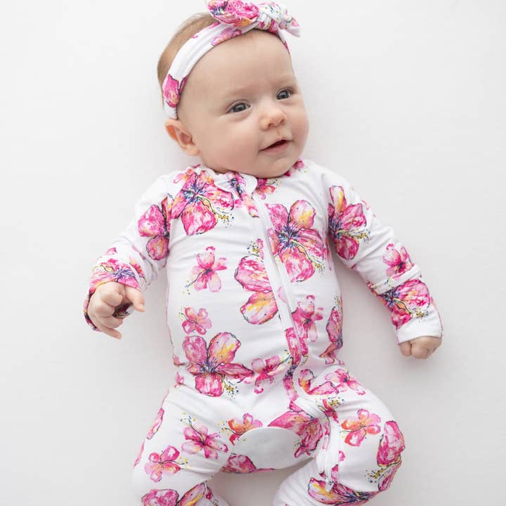 Coco Moon - Wholesale Sleepsuit - Baby - Hibiscus Kiss Baby Bamboo Coverall