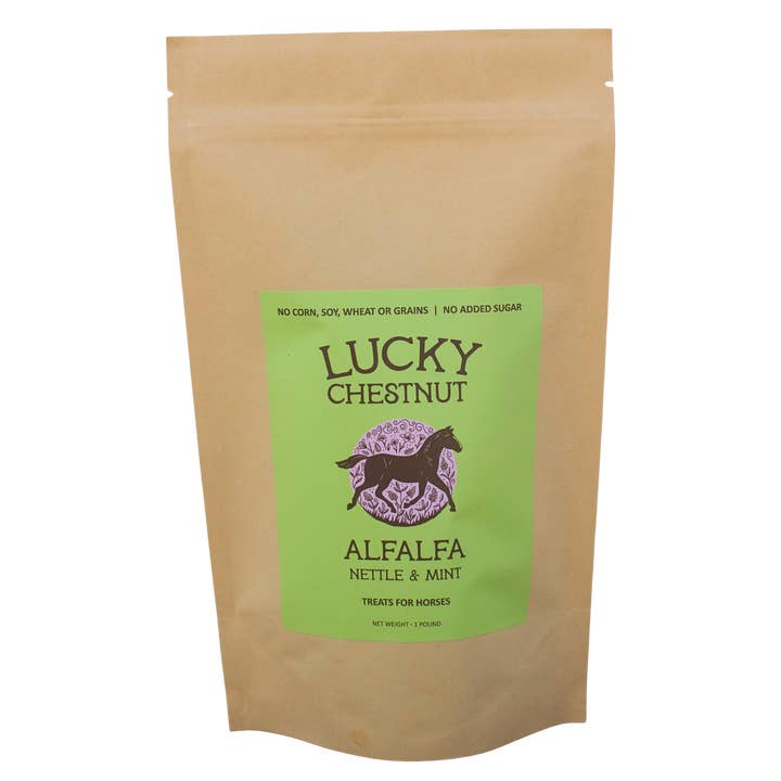 Alfalfa with Nettle + Mint Horse Treats (Low-NSC) for wholesale by Lucky Chestnut