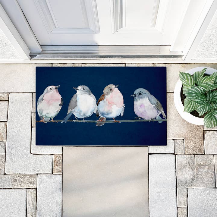 Stupell Industries - Wholesale Door Mat - Perched Foursome of Birds Door Mat, 18x304