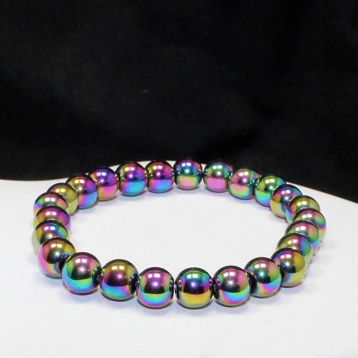 Rainbow Hematite Bead Bracelet for wholesale by Aura Vibes