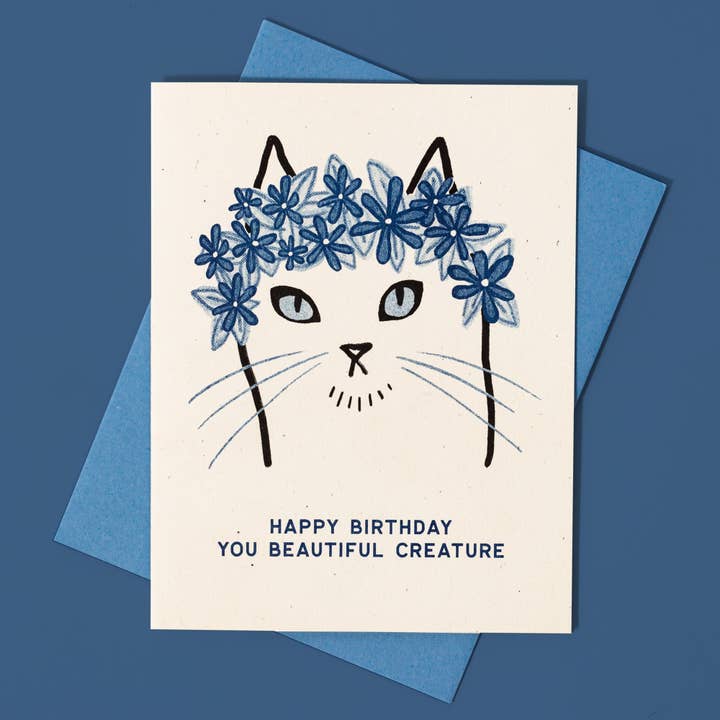 Bromstad Printing Co. - Wholesale Birthday Card - Happy Birthday You Beautiful Creature - Risograph Card