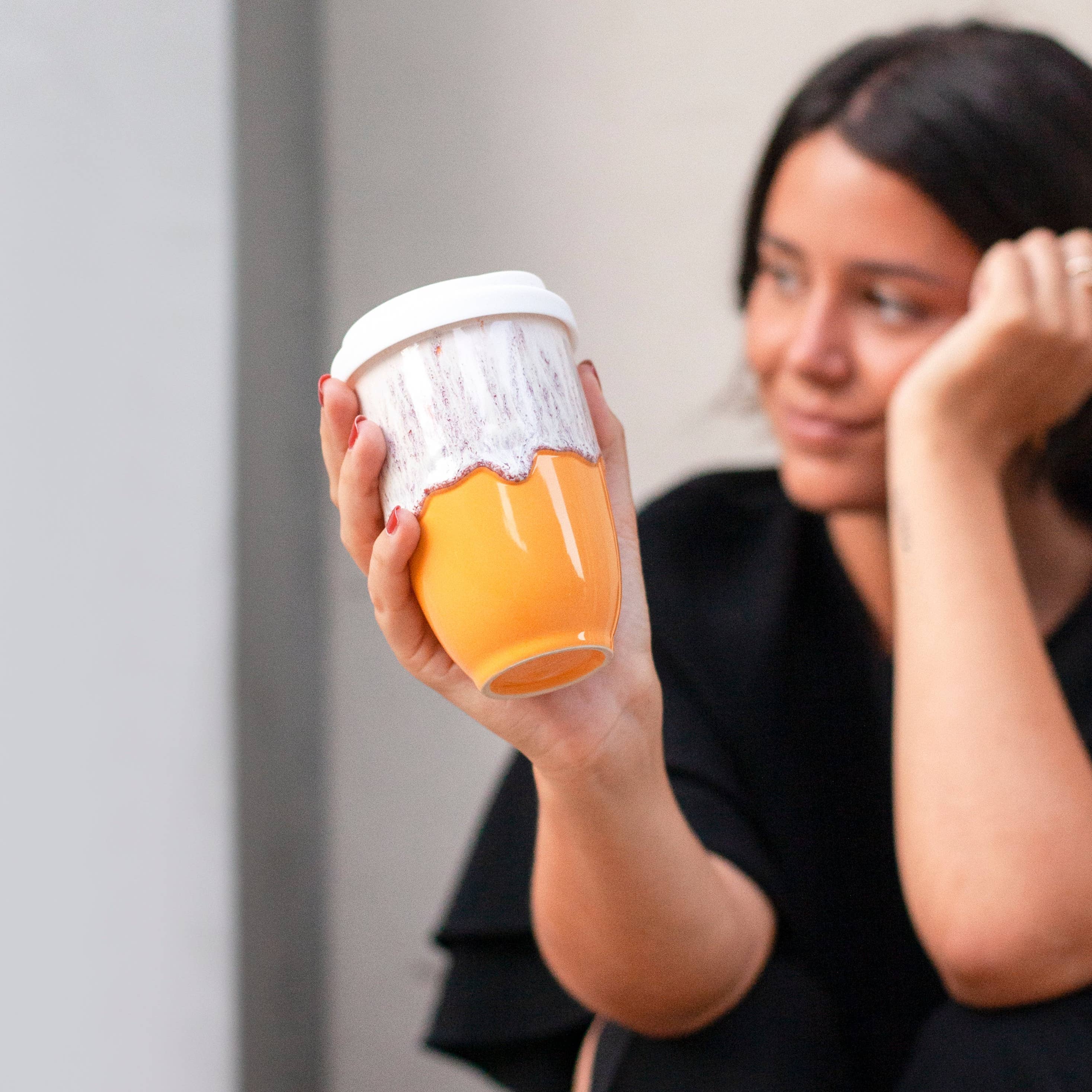 Nova Ceramics Travel Mugs - Wholesale Coffee Mug - Grapefruit 12oz Ceramic Travel Mug – Reusable & Stylish6