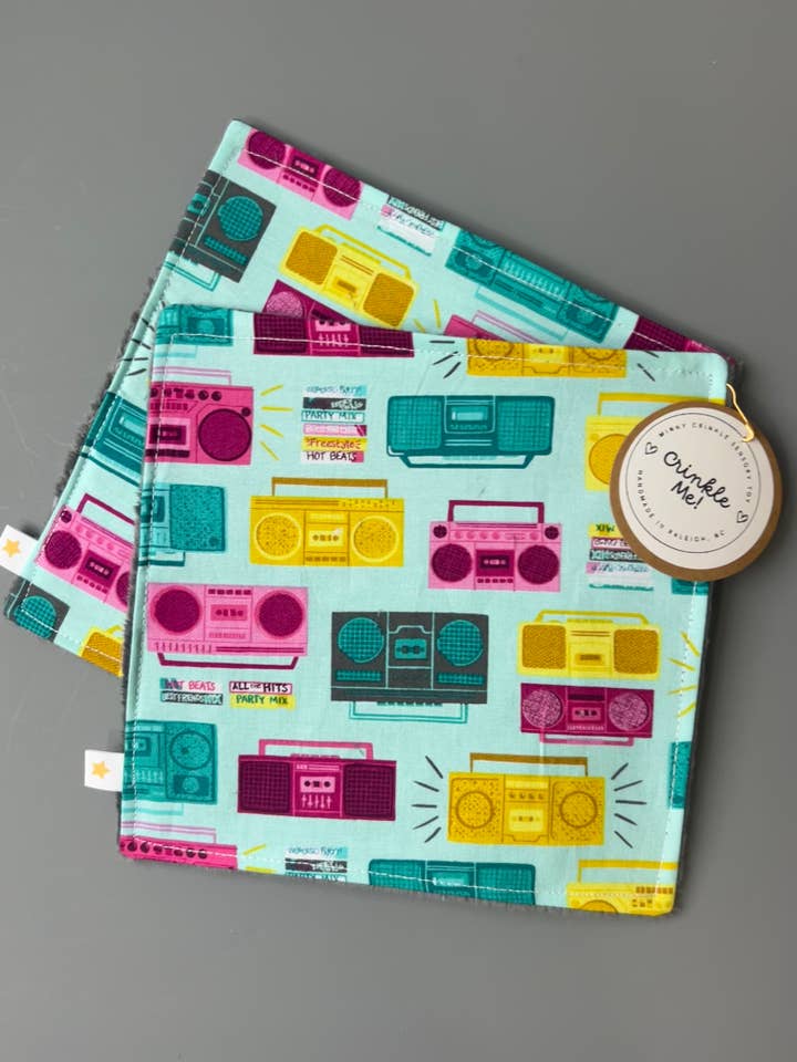 That's My Jam Minky Crinkle Sensory Toy for wholesale by Port & Starbird