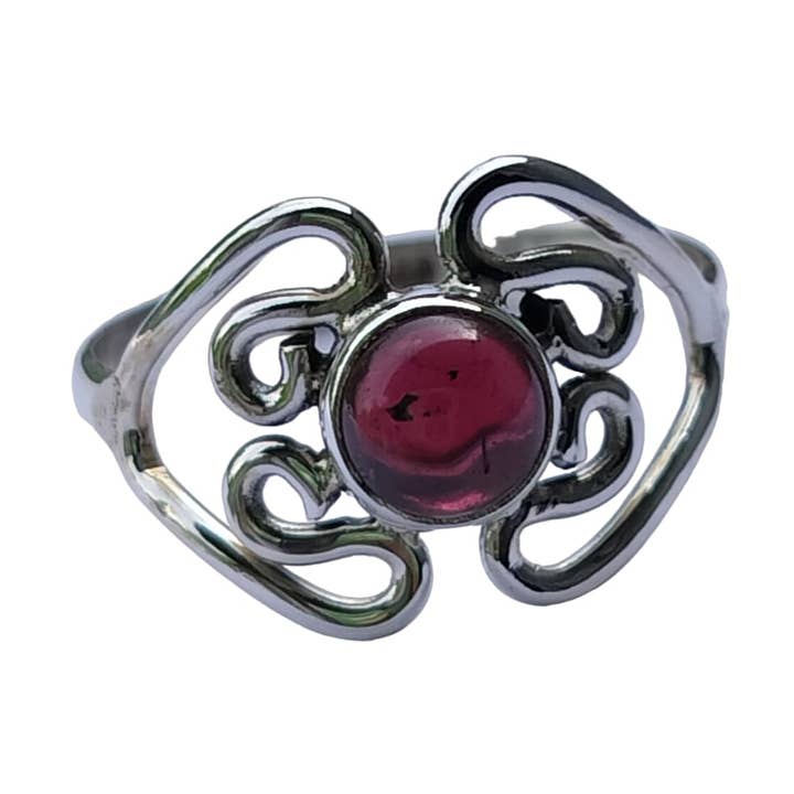 Anillo hecho a mano de plata 925 con piedra natal de enero de granate natural para venta al por mayor de SILVER CAVE