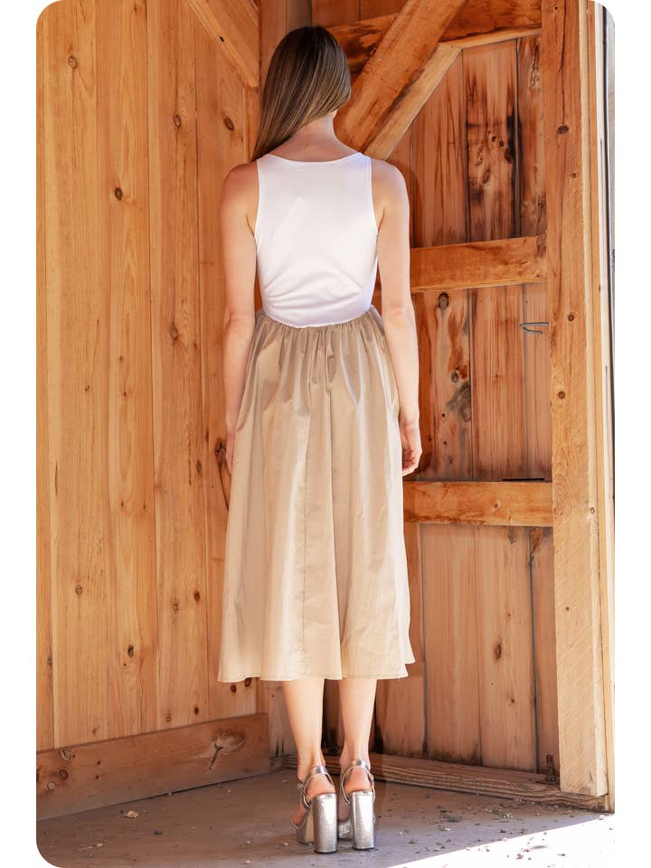 Strut & Bolt - Wholesale Dress - Women's - Knit Contrast Poplin Long Dress2