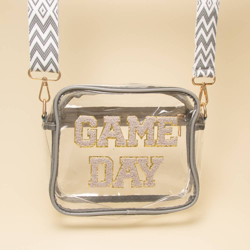 SP Sophia Collection - Wholesale Crossbody Bag - Women's - “Game Day” Fuzzy Chenille Clear Crossbody Bag3