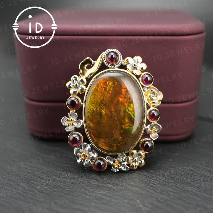 idjewelry – wholesale Individuell berlock/hänge – Naturlig Ammolit-hänge| Handgjorda Ädelstenssmycken| Vintage Opalhänge| Unik Gåva för Kvinnor