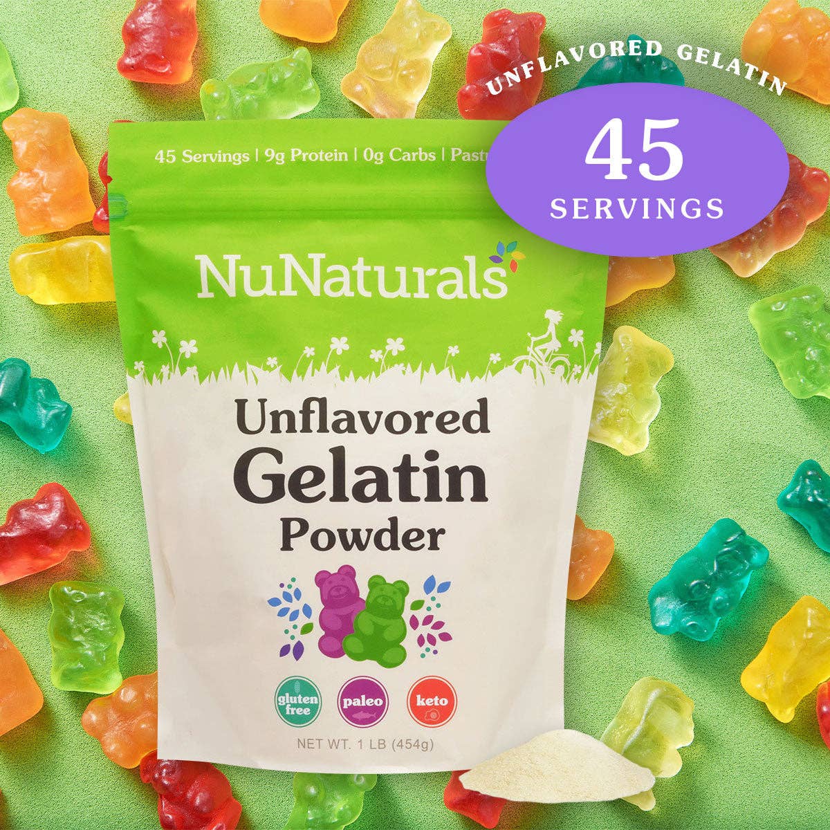 NuNaturals - Wholesale Protein/Superfood Powder - Unflavored Gelatin 1 lb (45 servings)4