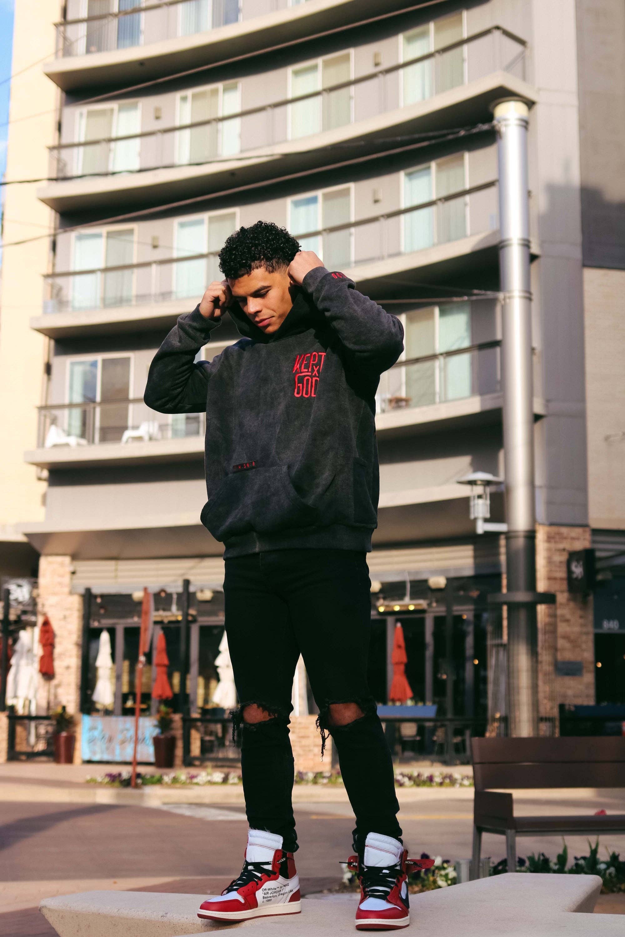 Noir Vintage Sweat à capuche charpentier en vente sur Faire1