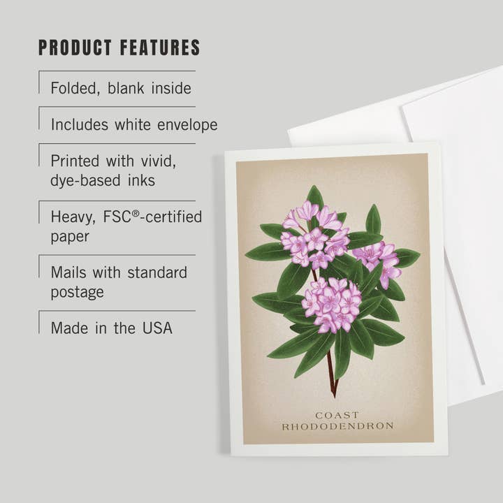 Lantern Press - Wholesale Everyday Greeting Card - GREETING CARD Vintage Flora, Coast Rhododendron2