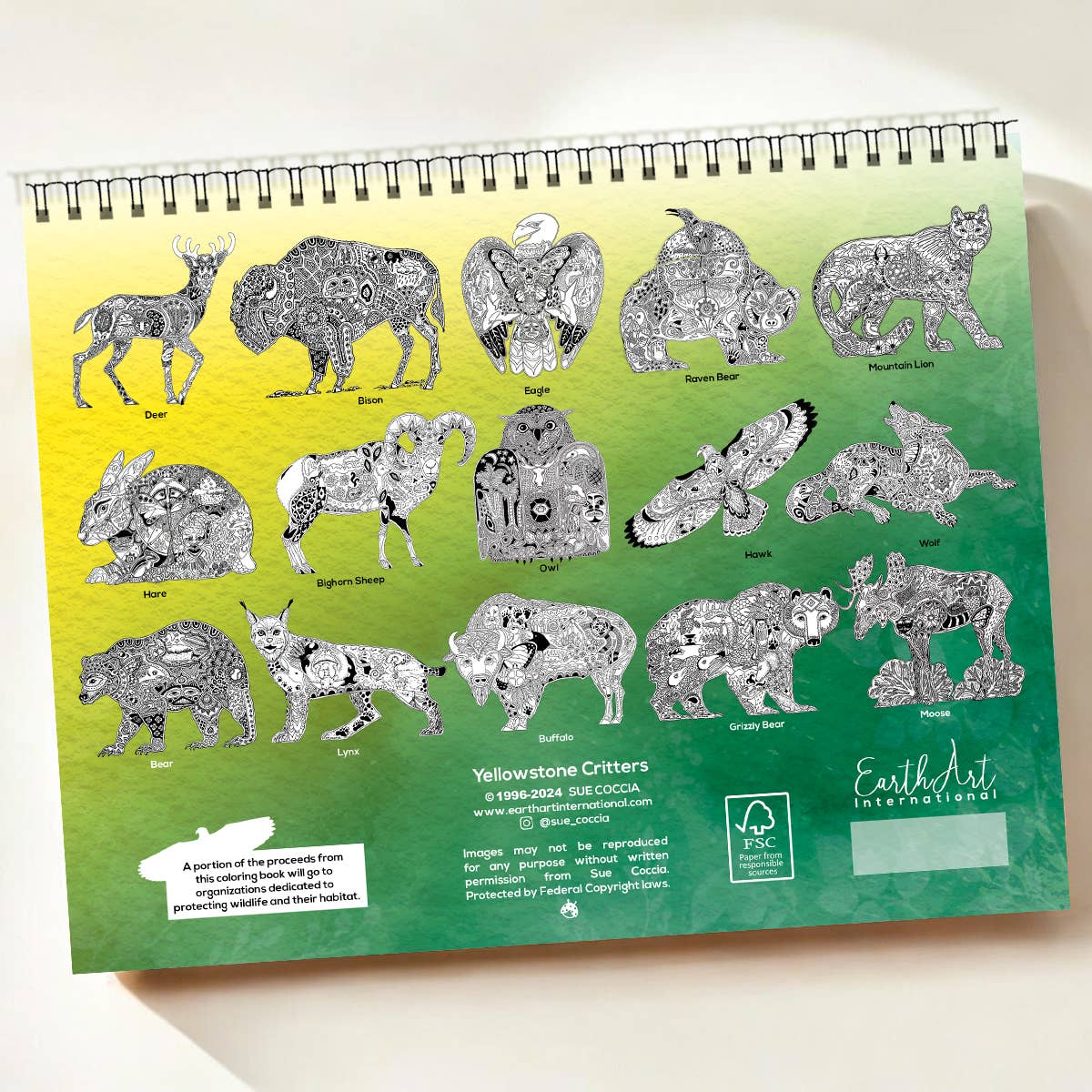 EarthArt International - Wholesale Coloring & Activity Book - Adult - Yellowstone Critters Coloring Book1