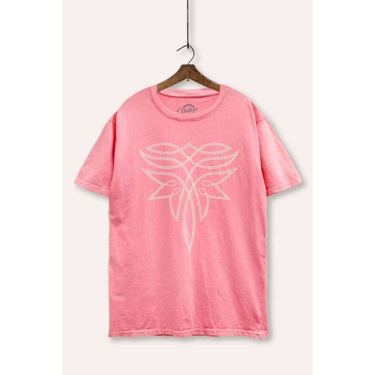 STARCHIS - Wholesale T-Shirt (Graphic) - Women's - WESTERN BOOT STITCH PATTERN GRAPHIC MINERAL WASH BOXY T-SHIR3