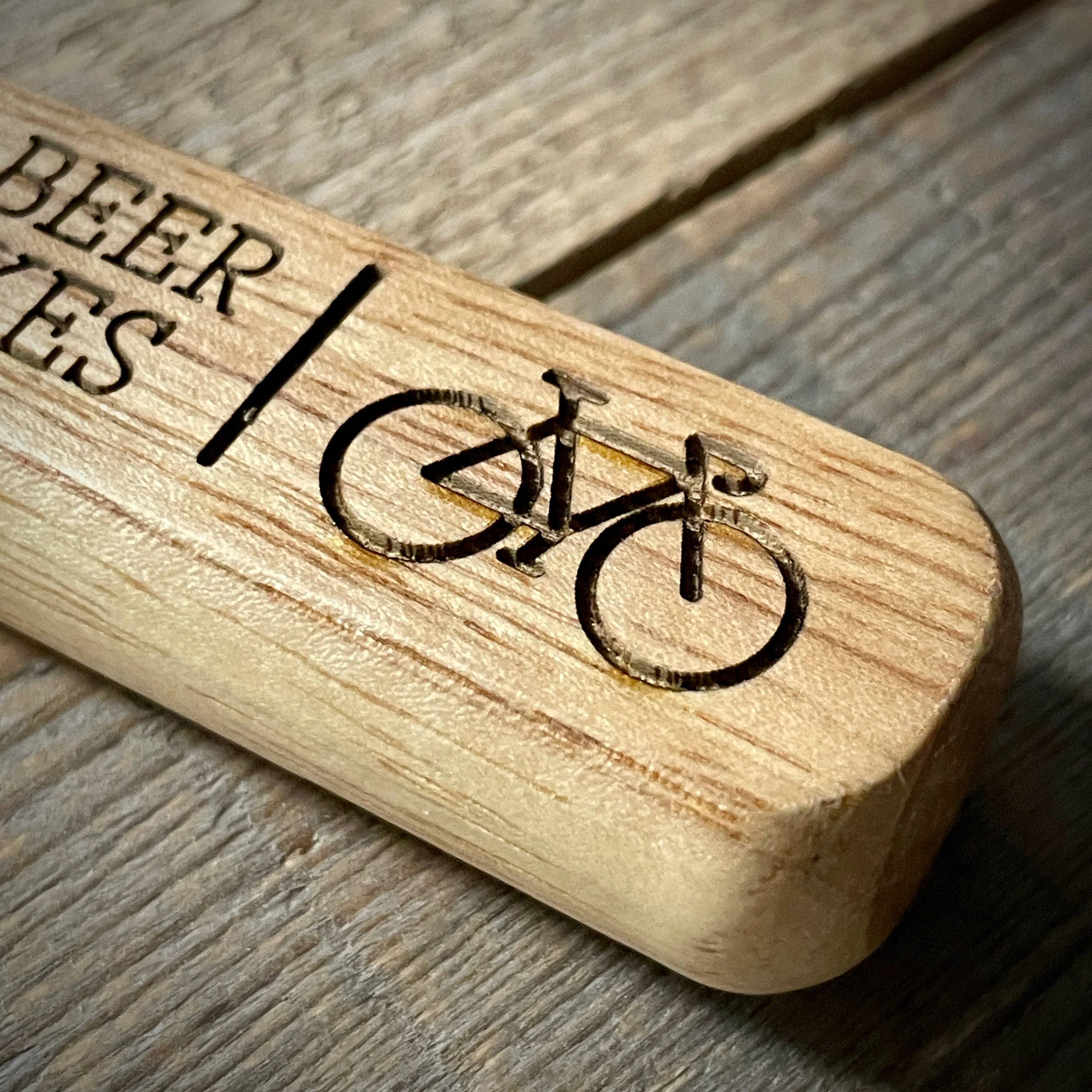 EllieBeanPrints - Wholesale Bottle/Wine Opener - Drink Beer Ride Bikes Wooden Handle Bottle Opener (Bike) 1