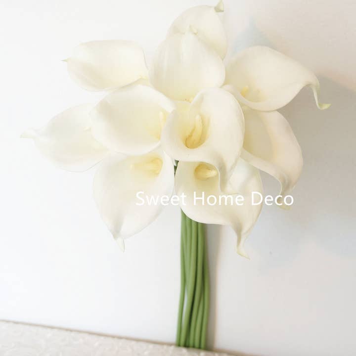 Sweet Home Deco - Wholesale Artificial Flowers - Latex Real Touch Calla Lilies Home Wedding Flowers Set of 10