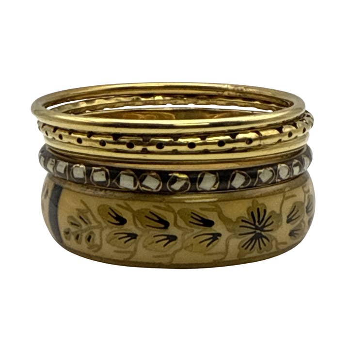 Brass Bangle Set Floral Enamel Paintwork Set Of 5Pc for wholesale by Treasure Jewelry
