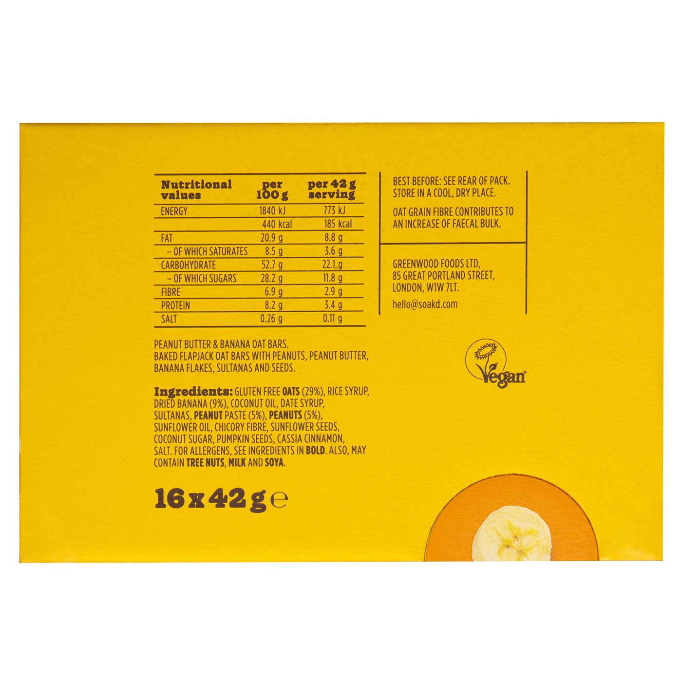 SOAK'd OATS - Vendita all'ingrosso Barrette - Confezione di barrette al burro di arachidi e avena alla banana (x16)4