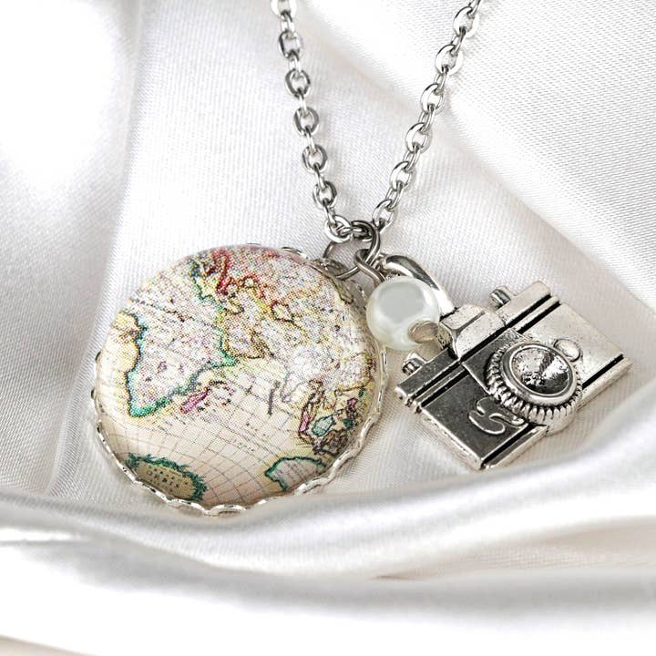 World Tour Wanderlust Globetrotter Hiker Necklace — Wanderlust Farewell Gift — VIK-11 for wholesale by MadamLili