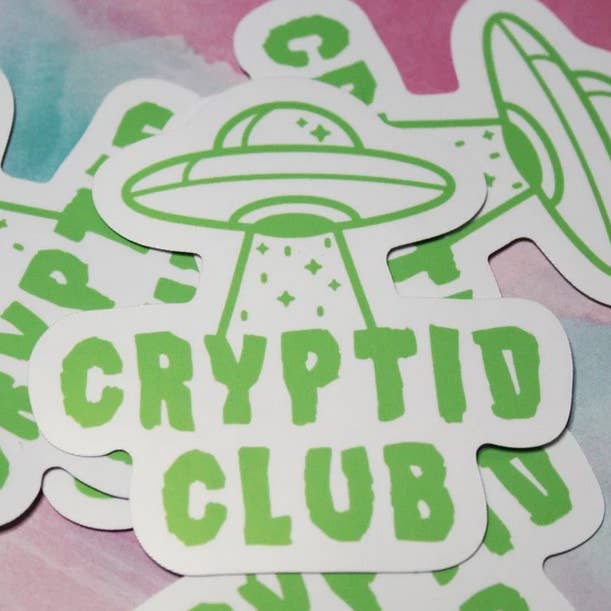 Cryptid Club - Weatherproof Glossy Sticker for wholesale by Bailey's Doodles