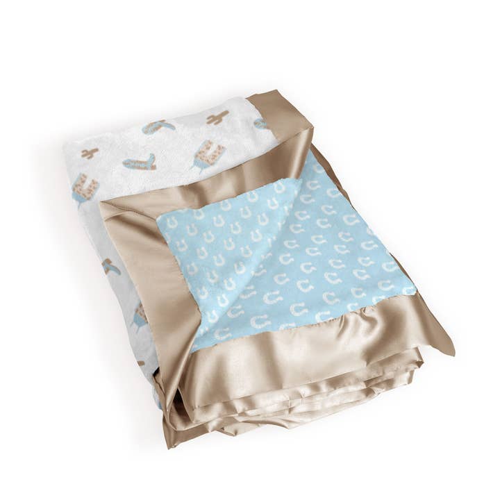 JuJuBe - Wholesale Bedding Blanket - Kids & Baby - Reversible Baby Blanket Howdy Partner Blue