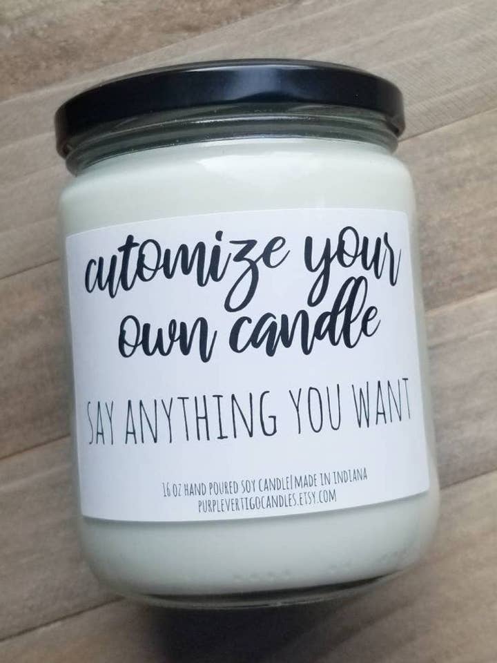9 oz Custom Candle for wholesale by Purple Vertigo Candles