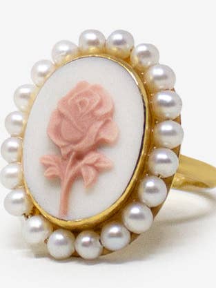 Blomkameoring med pärlor för wholesale av Vintouch Jewels