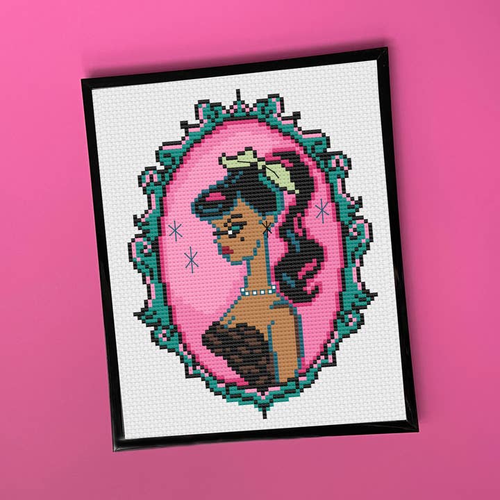 Spot Colors - Wholesale Embroidery/Cross Stitch Supplies - Cameo Doll: Brunette by Fluff Counted Cross Stitch Kit