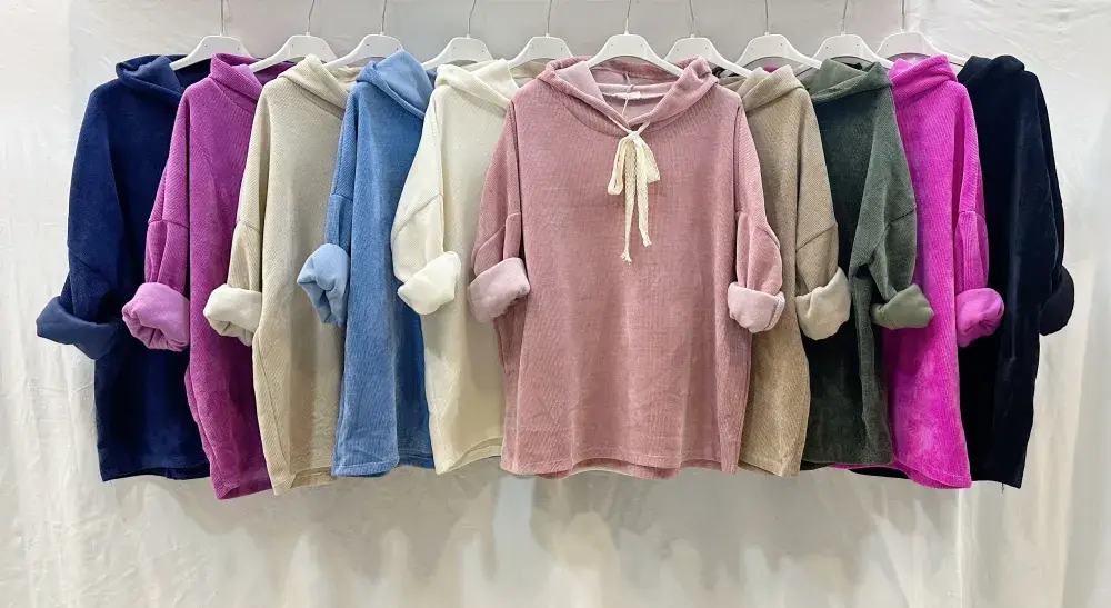 Mimi & Gogo – Engroshandel Hoodie – Kvinder – Velourhættetrøje med blonder og snøre4