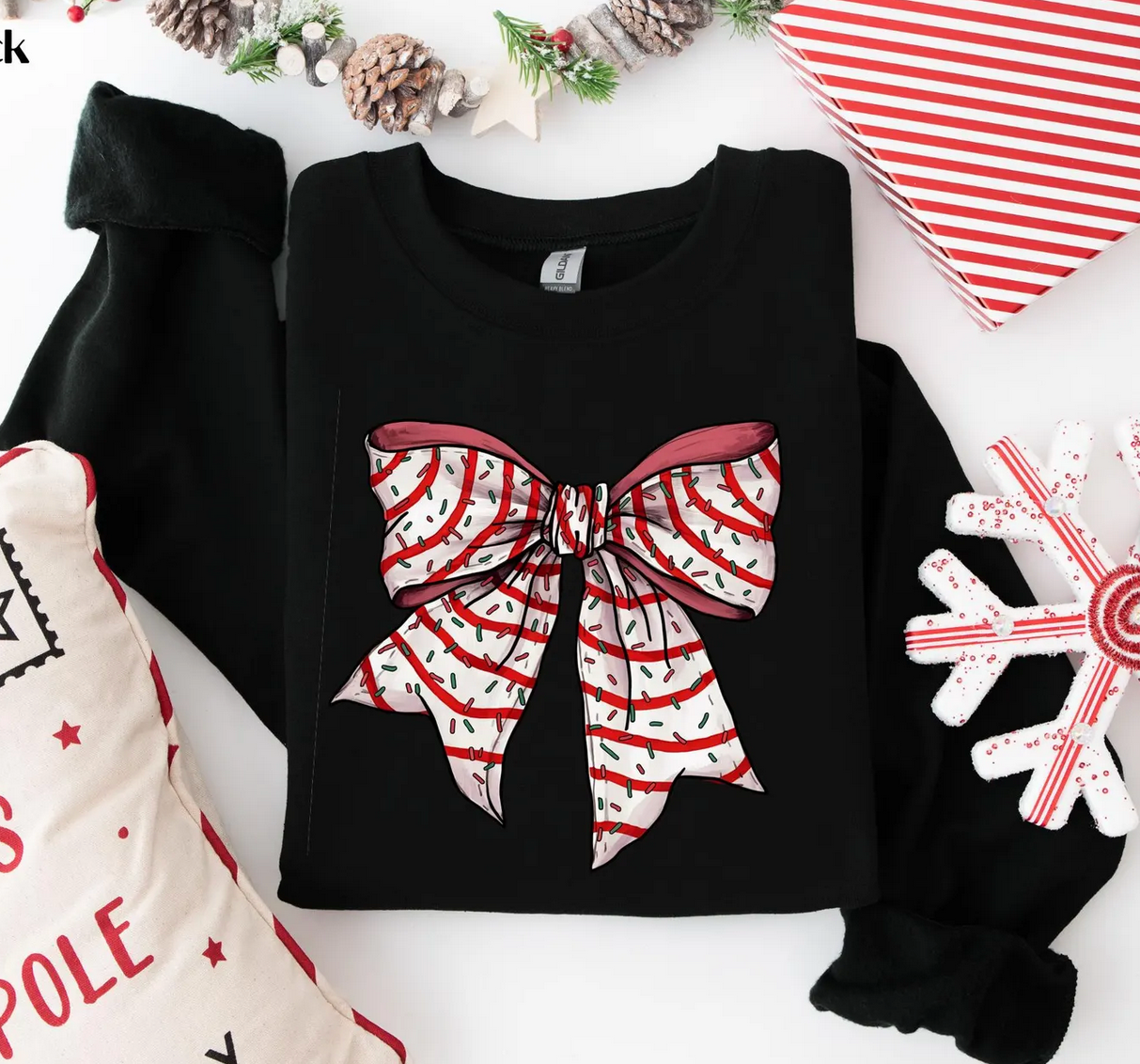 Trendy Chic Apparel LLC - Wholesale Graphic Sweatshirt - Women's - Christmas Cake Bow Sweatshirts & T-Shirts 1