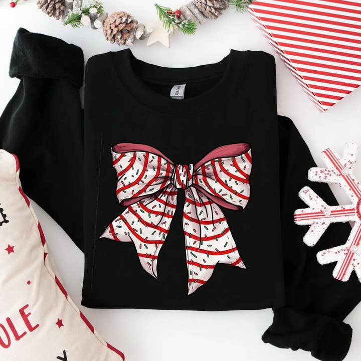 Trendy Chic Apparel LLC - Wholesale Graphic Sweatshirt - Women's - Christmas Cake Bow Sweatshirts & T-Shirts 1