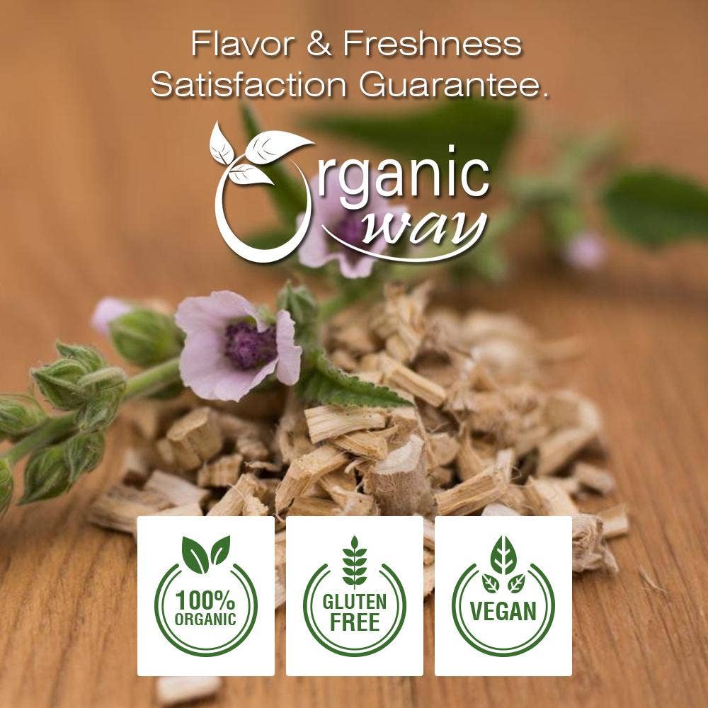 Organic Way LLC - Vente Herbes aromatiques - Racine de guimauve biologique coupée et tamisée3