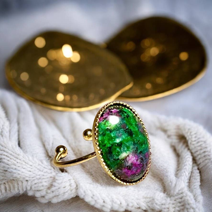 TOURMALYN - Wholesale Cocktail/Statement Ring - Gold-plated Zoisite stone ring