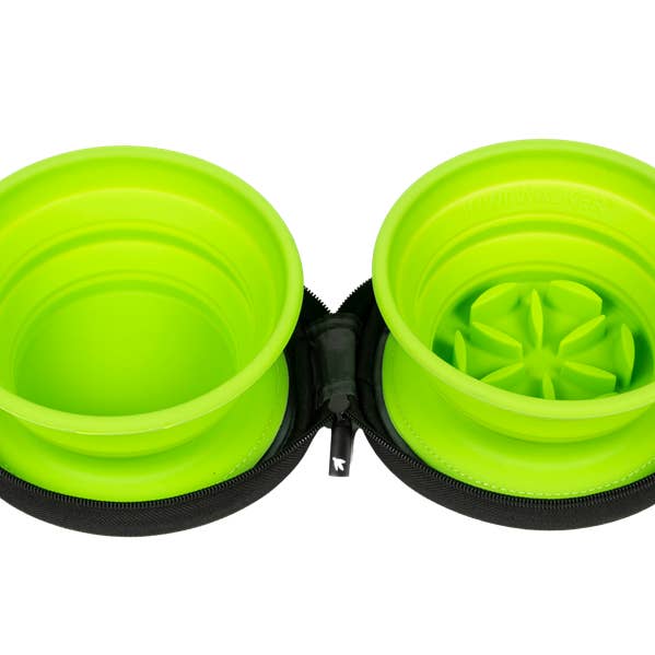 Kiwi Walker Double Travel Bowl Slowfeeder Green for wholesale by OFiuFiuPL
