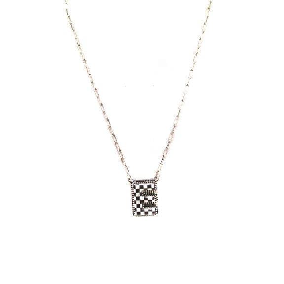 Snowing West - Wholesale Pendant/Charm Necklace - Checkered Bubble Initial Necklace