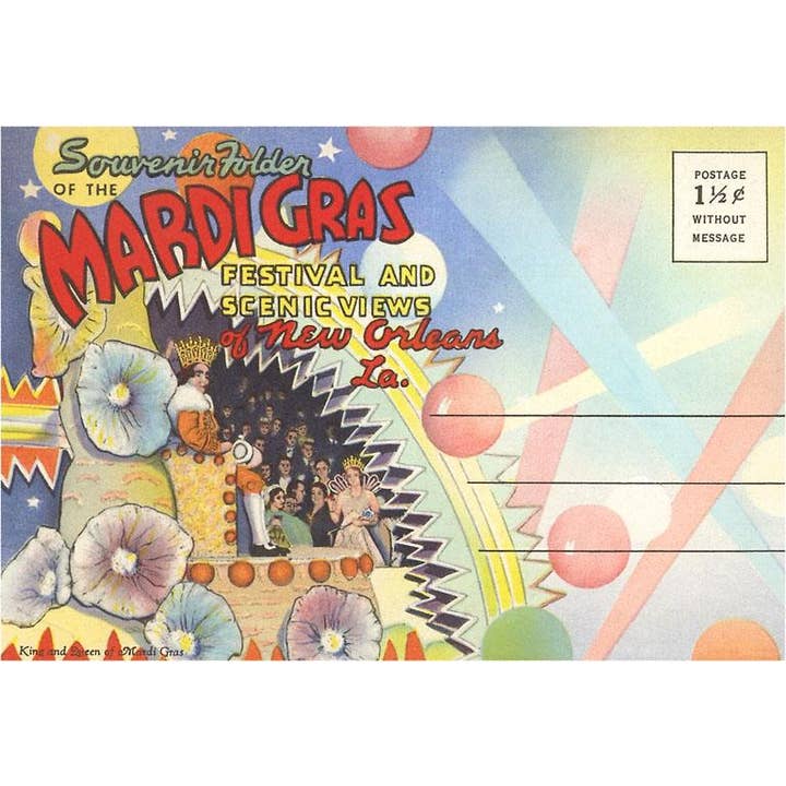 Carte de vœux PF-51 Dossier de cartes postales, Mardi Gras, La Nouvelle-Orléans pour la vente par Found Image Press